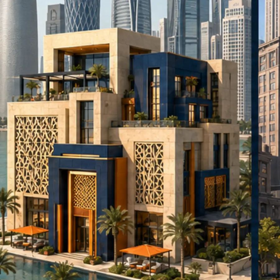 Destination-specific hotel and city illustration for the Doha accommodation guide