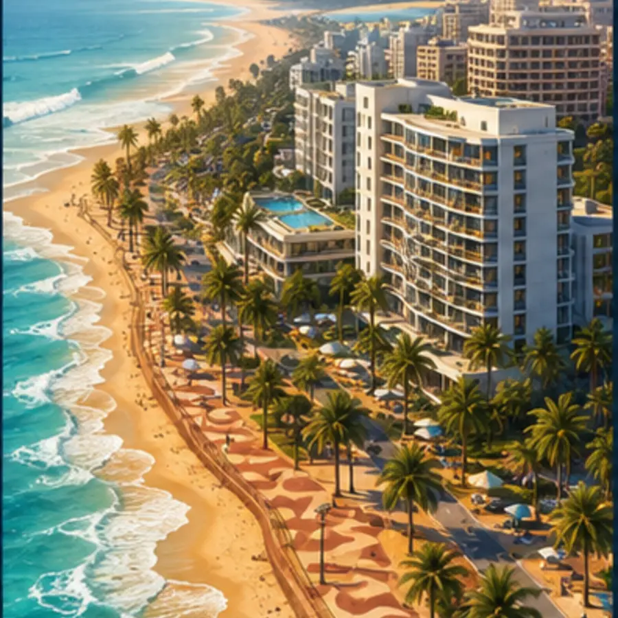 Destination-specific hotel and city illustration for the Durban accommodation guide