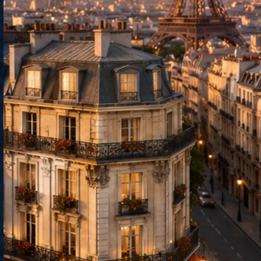 Destination-specific hotel and city illustration for the Paris accommodation guide