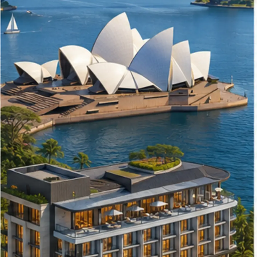 Destination-specific hotel and city illustration for the Sydney accommodation guide