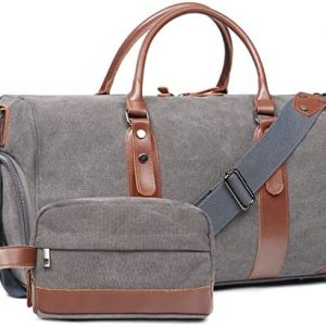 Oflamn Duffle Bag for Men Canvas Weekender Overnight Bag Carry On Luggage Travel Bag with Shoe Compartment and Toiletry
