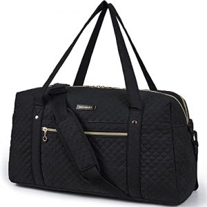 Travel Duffle Bag, BAGSMART Weekender Overnight Bag for Women Large Carry On Bag with Laptop Compartment, Shoes Bag (Black)