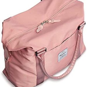 Womens travel bags, weekender carry on for women, sports Gym Bag, workout duffel bag, overnight shoulder Bag fit 15.6 inch Laptop Pink Large