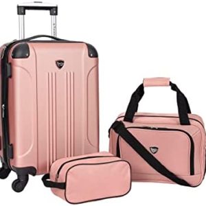 Travelers Club Chicago Hardside Expandable Spinner Luggage, Rose Gold, 3 Piece Set