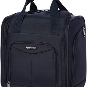 Amazon Basics Underseat Carry-On Rolling Travel Luggage Bag, 14 Inches, Navy Blue Quilted