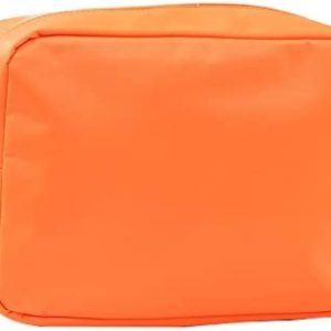 YogoRun Makeup Pouch Bag Travel Cosmetic Pouch Bag Nylon Zipper Pouch Bag for Women/Men (Neon Orange, XL)