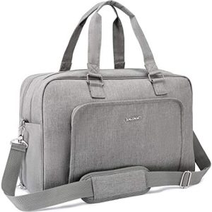 BAGSMART Duffle Bag Large Weekender Overnight Bag with Shoe Bag, can Hold 15.6 inch Laptop, Carry-on Bag for Travel, Gym, Work, 27L (Light Grey)