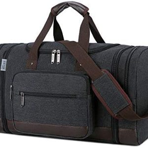 Wohlbege Canvas Travel Bag Big Crossbody Bag Large Capacity Travel Tote Weekend Bag Convenient Carry On Luggage Bags Men Duffel Bag (Black)