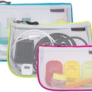 Travelon Set of 3 Assorted Piped Pouches, Brights, One Size