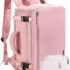 Beraliy Large Travel Backpack for Women Airline Approved, Carry On Backpack,17'' Laptop Backpack, Waterproof Personal Item Bag Durable Outdoor Daypack for College Weekender Business Hiking, Pink