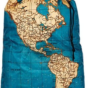 Kikkerland Travel-Size Laundry Bag, World Map, Multicolor
