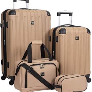 Travelers Club Midtown Hardside 4-Piece Luggage Travel Set, Expandable, Tan