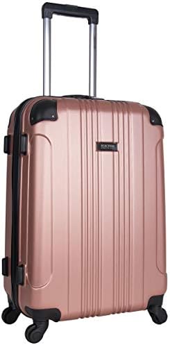Kenneth Cole REACTION Out of Bounds Lightweight Hardshell 4-Wheel Spinner Luggage, Rose Gold, 24-Inch Checked