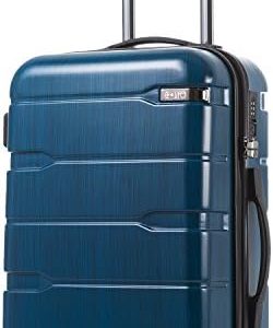 Coolife Luggage Suitcase PC+ABS Spinner Built-In TSA lock 20in 24in 28in Carry on (Caribbean Blue., S(20in_carry on))