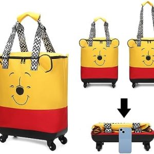 Foldable Luggage Bag Suitcase Collapsible Rolling Travel Luggage Bag Duffel Bag for Men Women Lightweight Carry On Bag (Bear)