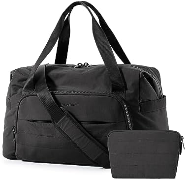 BAGSMART Travel Duffle Bag for Women, Large Carry on Weekender Overnight Bag, Gym Bag with Trolley Sleeve, Personal Item Travel Bag Tote Bag Workout Dance Bag, Black