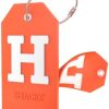 Initial Luggage Tag with Full Privacy Cover and Stainless Steel Loop (Orange)