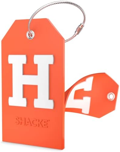 Initial Luggage Tag with Full Privacy Cover and Stainless Steel Loop (Orange)