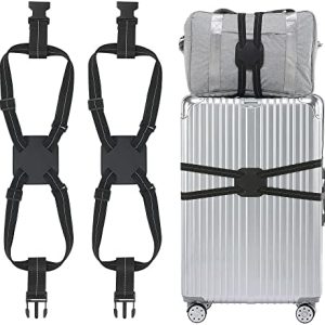 Travelkin Luggage Straps Bag Bungees for Suitcases Add a Bag, Travel Bag Bungee Belt for Luggage Carry On Bag (Black 2 Pack)
