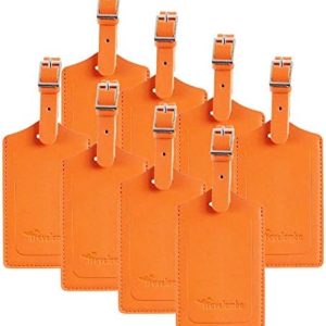8 Pack Leather Luggage Travel Bag Tags by Travelambo
