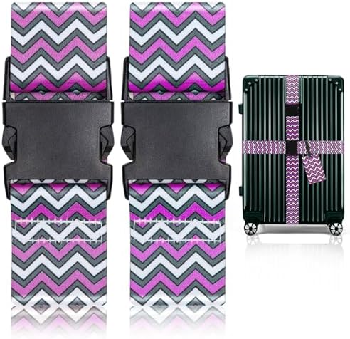 Luggage Straps for Suitcases TSA Approved 2-Pack Adjustable Belt for Secure Travel,Durable and Stylish Accessory for Travel Bag Closure Purple Wave
