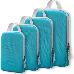 WOOMADA Compression Packing Cubes for Suitcases Travel Essentials 4 Set Expandable Travel Bags Organizer for Luggage(blue)