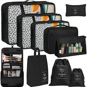 10 Set Packing Cubes for Suitcases, Lightweight Travel Suitcase Organizers bags set with Shoe Bag, Underwear Bag & Toiletry Bag, Packing Cubes for Travel Accessories, Luggage Bags Travel Essentials