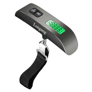 110 Lbs Digital Hanging Luggage Scale with Backlit for Travel, Rubber Paint Handle and Battery Included, Grey