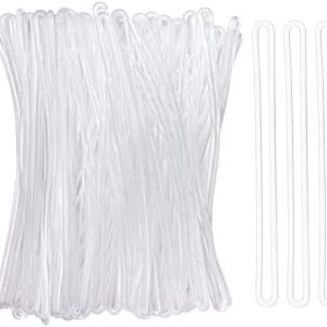 100 Pack Clear Plastic Luggage Loop Straps,Worm Loops for Luggage Tags,Plastic Name Tag Loop for Identification Cards ID,6 inch