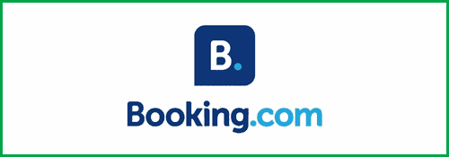 Booking.com logo, book your home or travel with Booking.com for naturally beautiful stays.