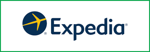 Expedia logo. Home for travel booking, flights, hotels, cars, and vacation packages.